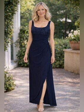 New Alex Evenings Women's Dress with Cascade Detail Skirt